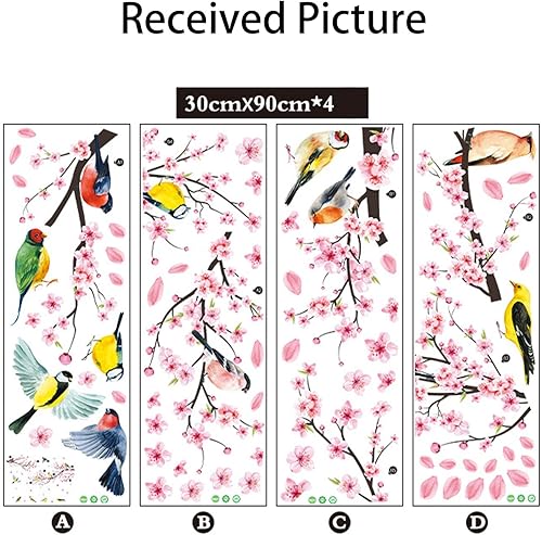 Miniatura 4 de Calcomanías de pared y murales de árbol, calcomanías de pared con diseño de flor de cerezo para dormitorio, sala de estar, baño, cocina, flores,