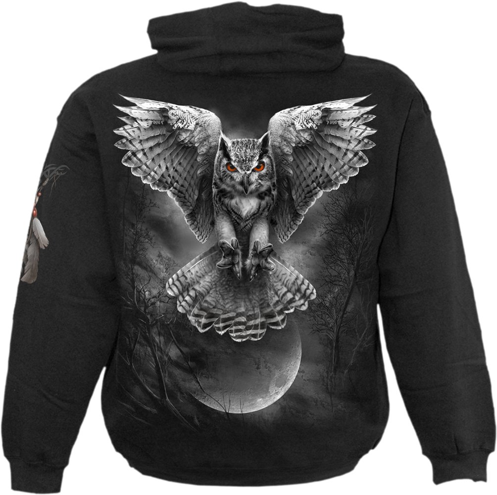 Spiral Wings of Wisdom Uomo Felpa con Cappuccio Nero 100% Cotone Regular