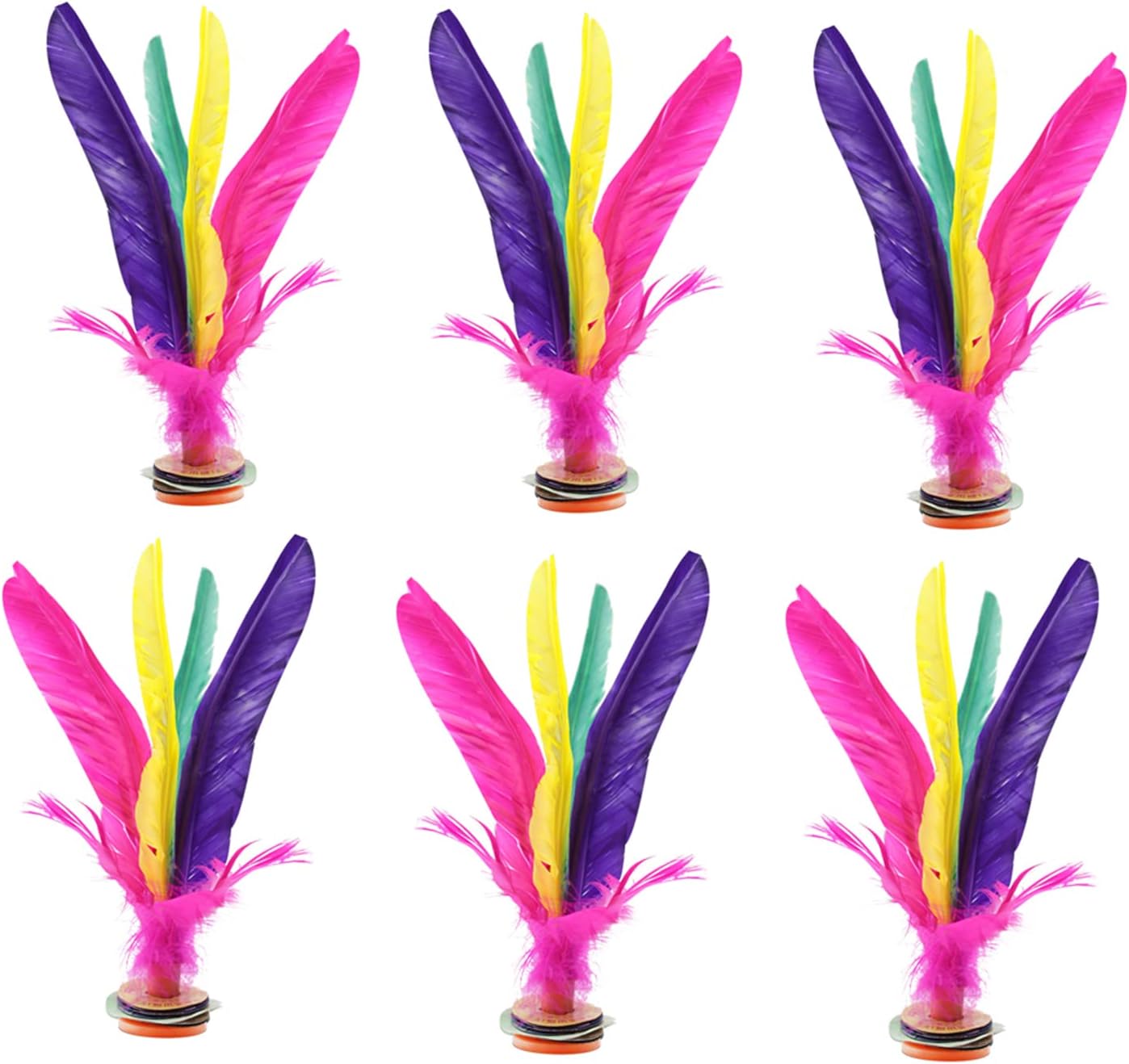 6 Pack Chinese Jianzi Colorful Feather Kicking Shuttlecock Foot Sports Game