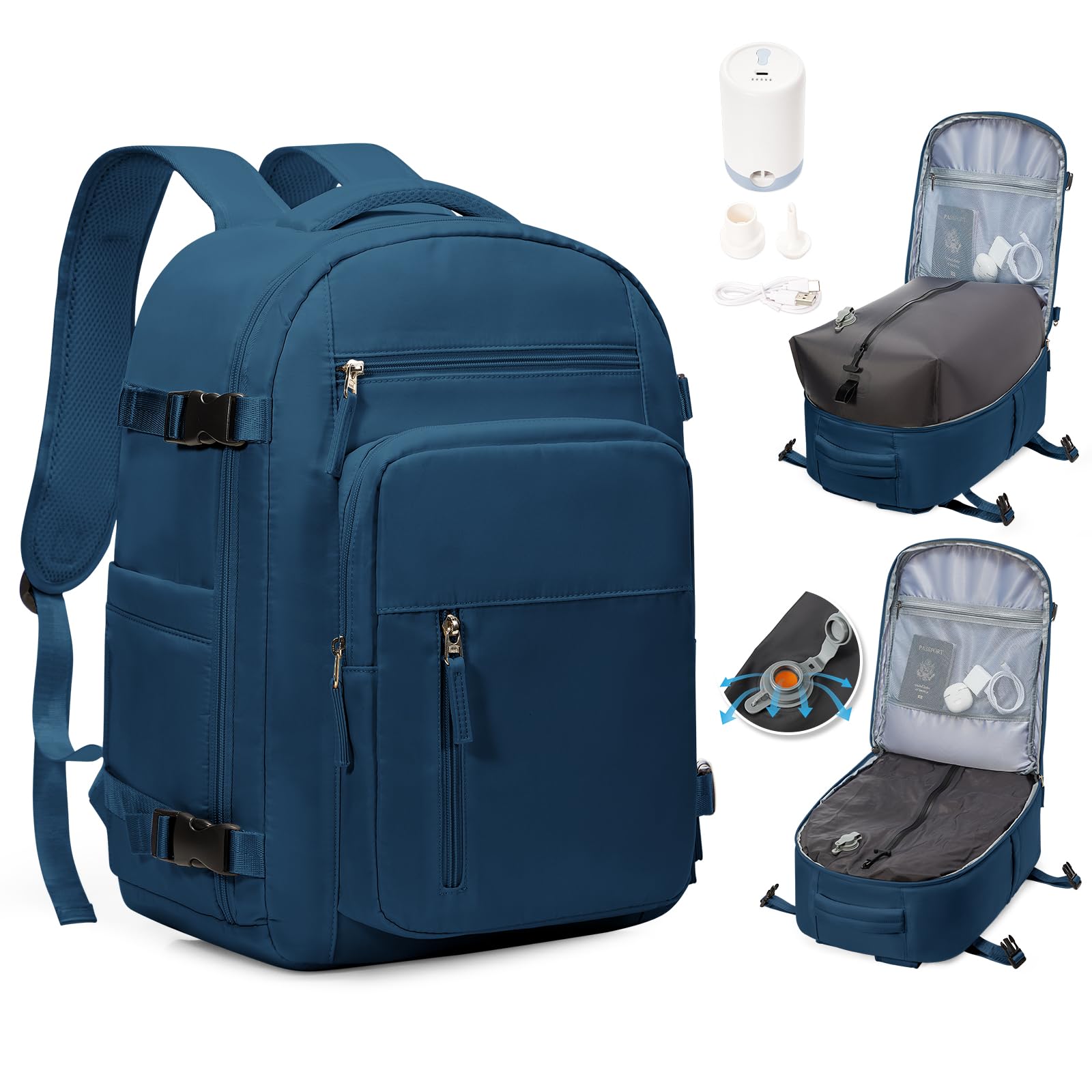 Cabin Bags for Travel, Underseat Carry on Hand Luggage Backpack for Women Airplane Approved Travel Backpack Personal Item Travel Bag 14 inch Laptop Backpack for Business Casual Work Beige — view 31