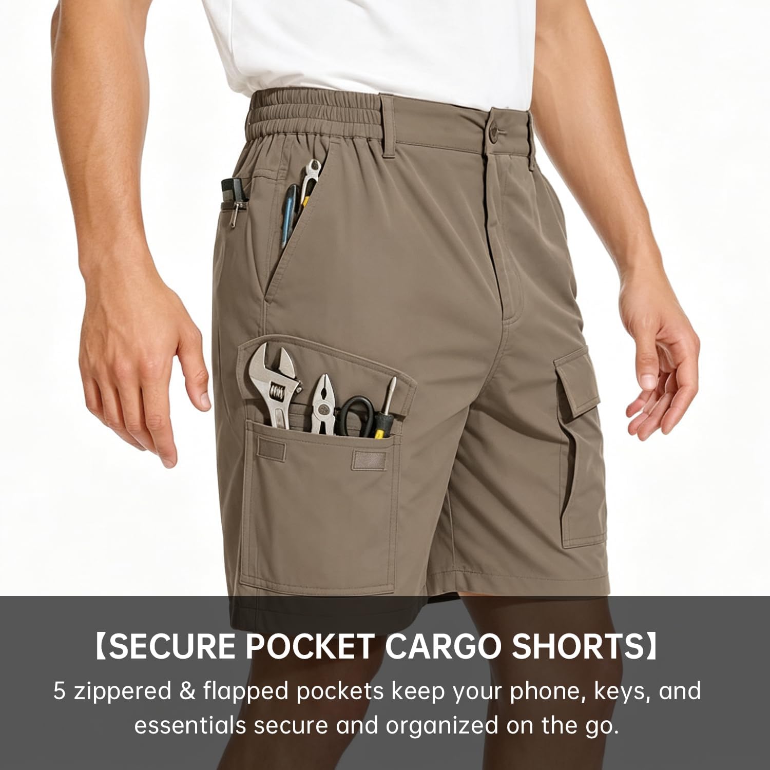 NATUVENIX Men's Hiking Cargo Shorts Water Resistant Fishing Shorts Men