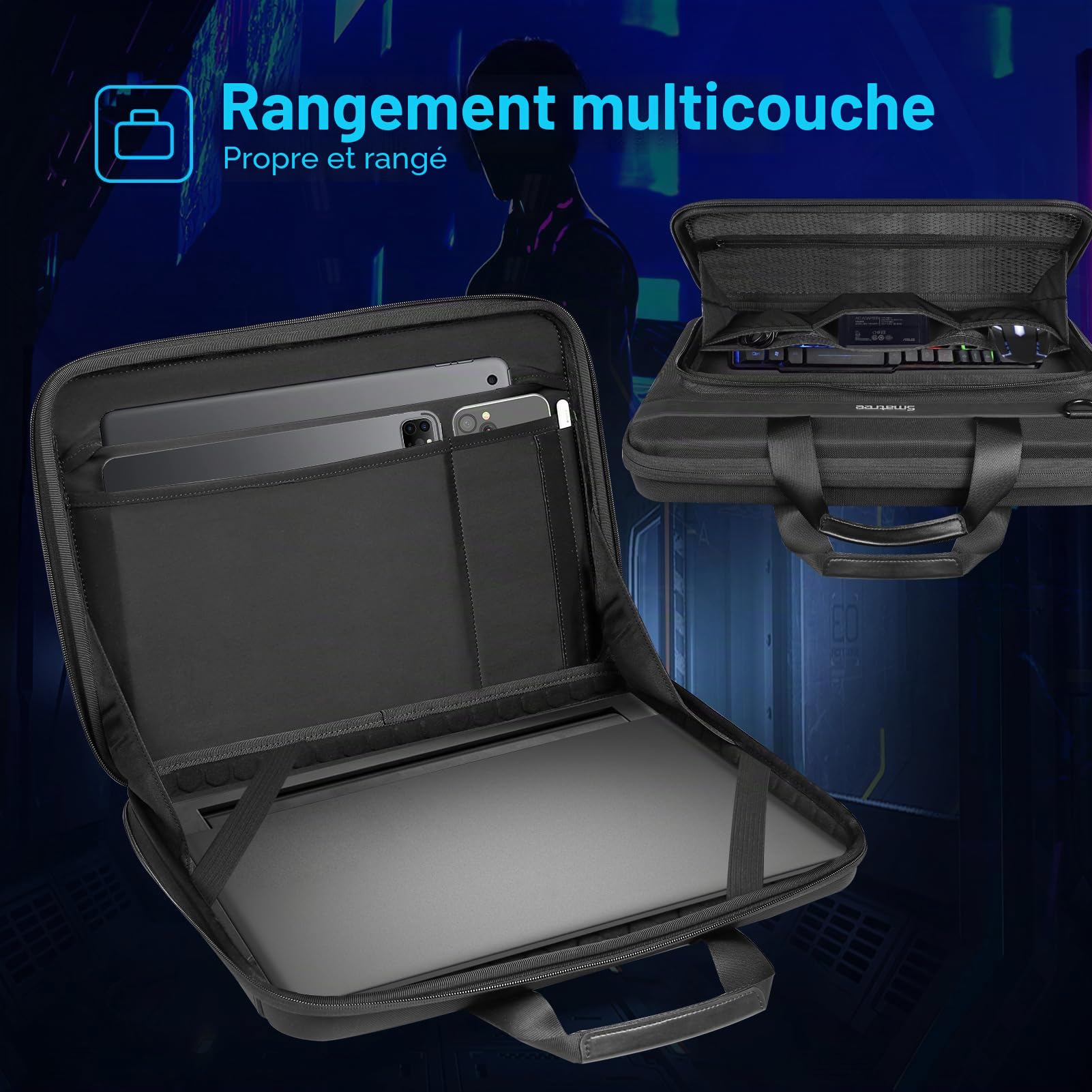 Smatree Sac de transport pour ordinateur portable Compatible pour 18 pouces Acer Predator Helios 18 Gaming Laptop, pour 18 pouces DELL Alienware m18 R2/m18 Gaming Laptop Sac à main étanche (A800XL)