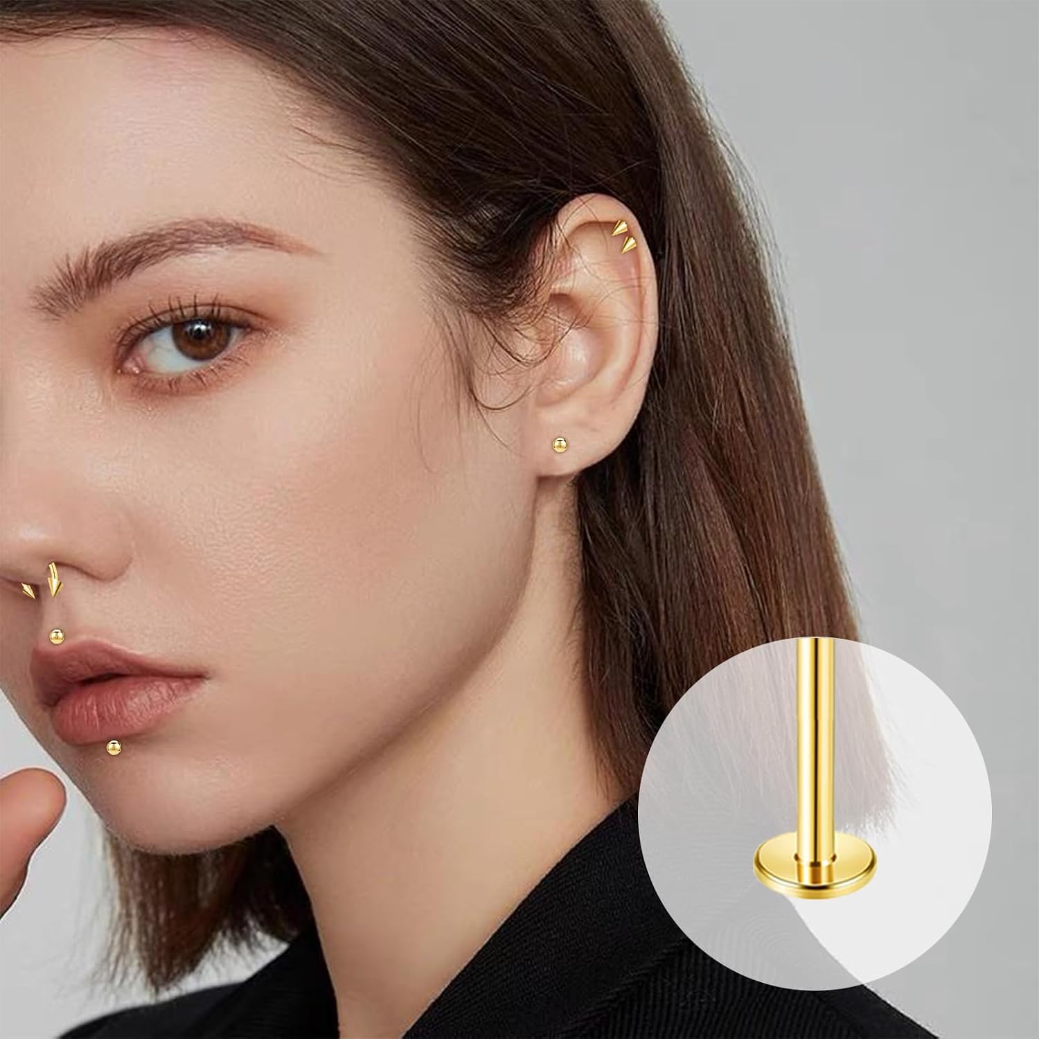 NEWITIN 36 Pieces 16G Lip Rings Surgical Steel Snake Bite Jewelry Labret Jewelry Monroe Lip Barbell Ring Horseshoe Rings Nose Septum Ring Daith Tragus Helix Piercing Jewelry for Women Men