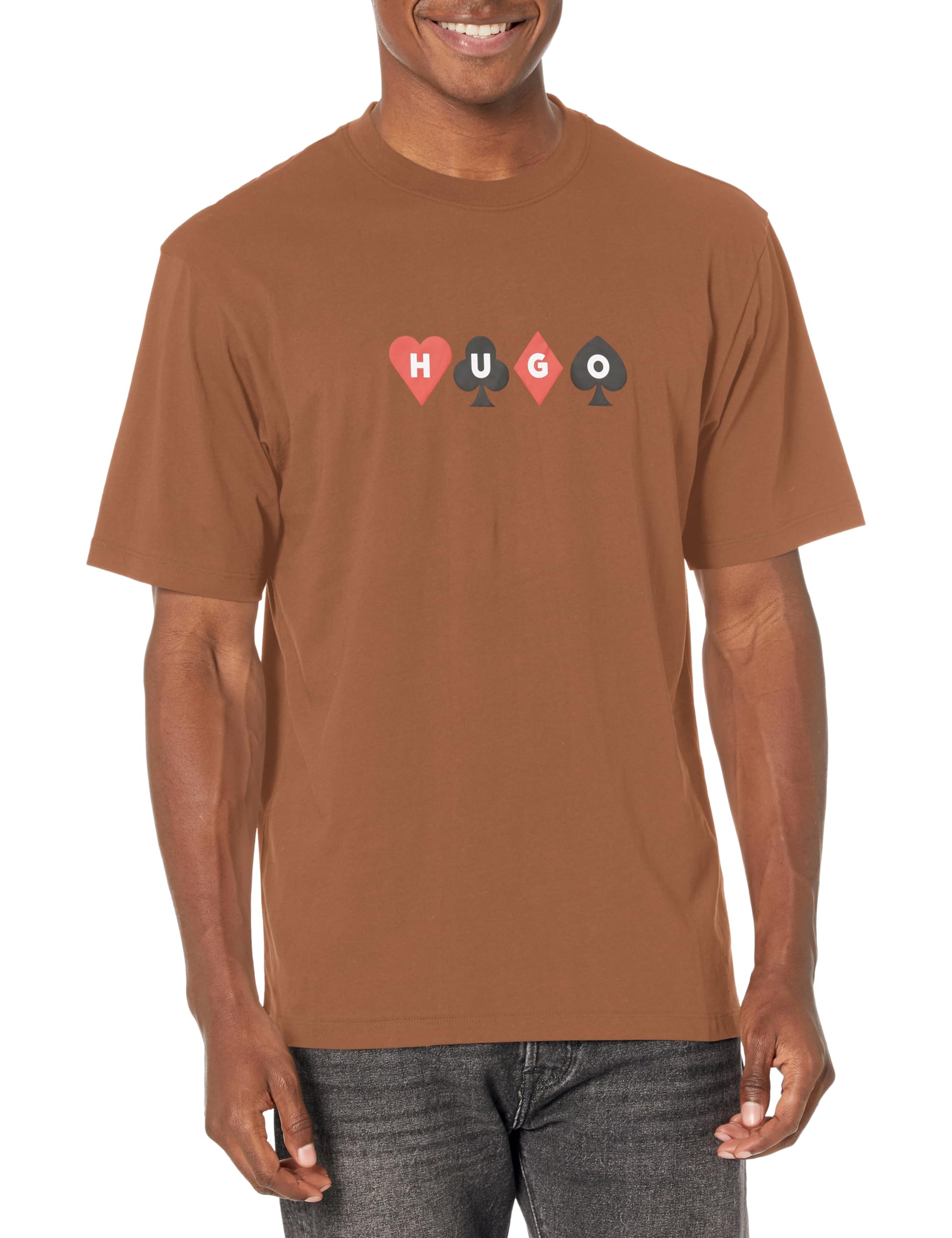 HUGO Men's Playing Card Logo Relaxed Fit Short Sleeve T-Shirt