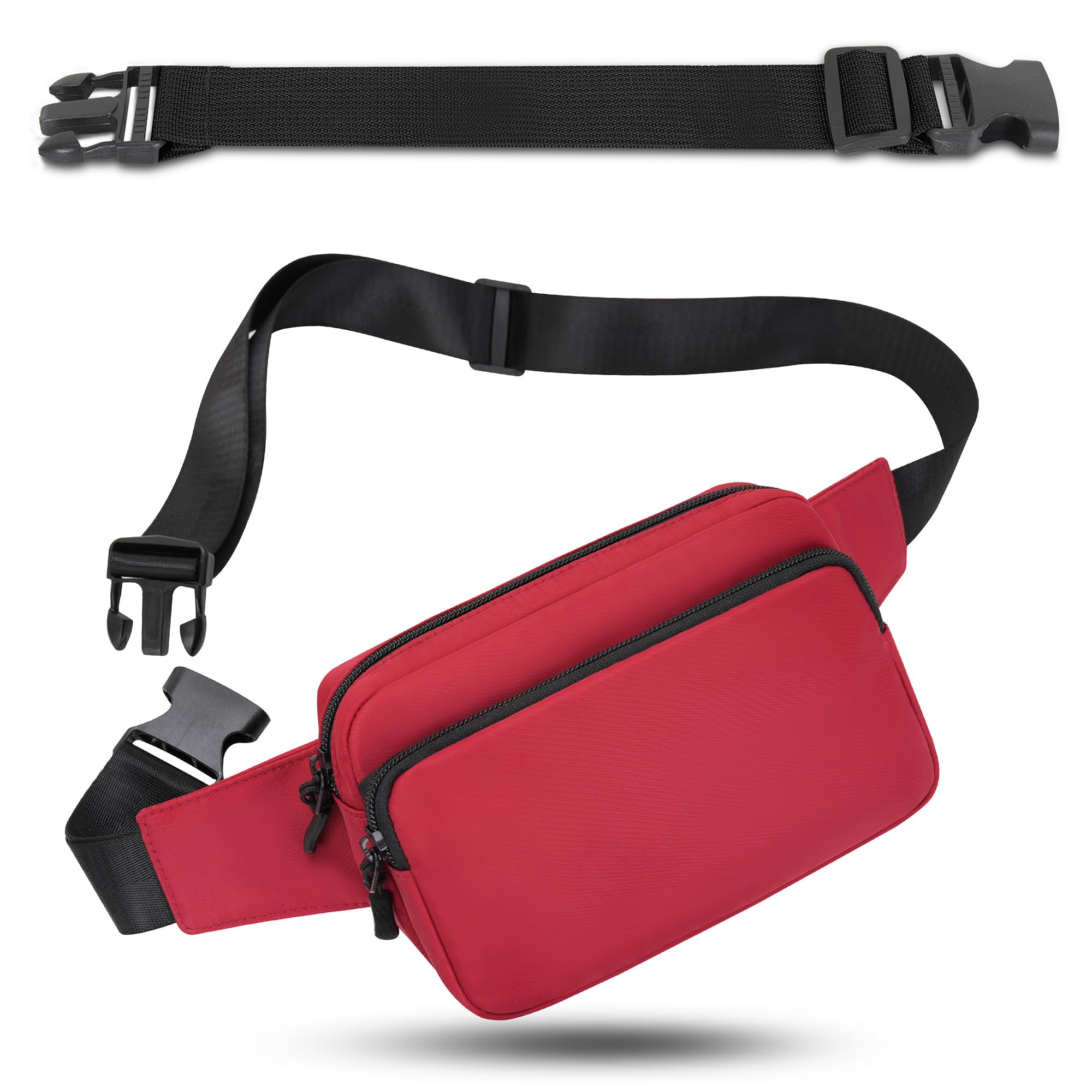 IHIGOGOFA Bumbags Waist Fanny Pack Fashion Bum Bag with 30cm Extended Belt for Dog Walking Climbing Hiking Travel Cycling Girls Ladies Men Women (Red) — image 1