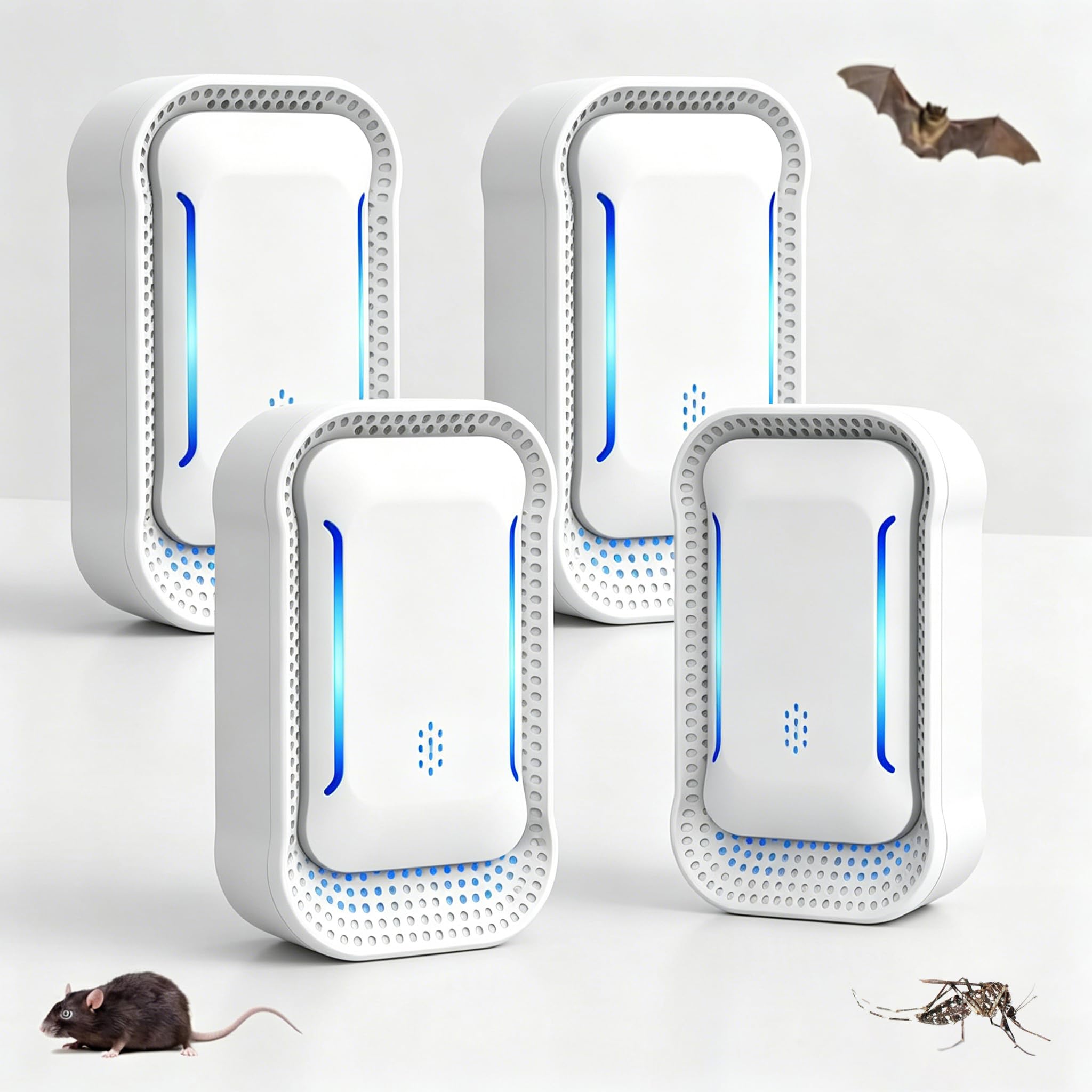 4 Pack Ultrasonic Pest Repeller, Powerful Mice Repellent & Insect Repellent Plug In, Effective Indoor Pest Control for Mouse, Rat, Spider, Cockroach, Rodent, Fly, Mosquito | Safe for Pets & Humans