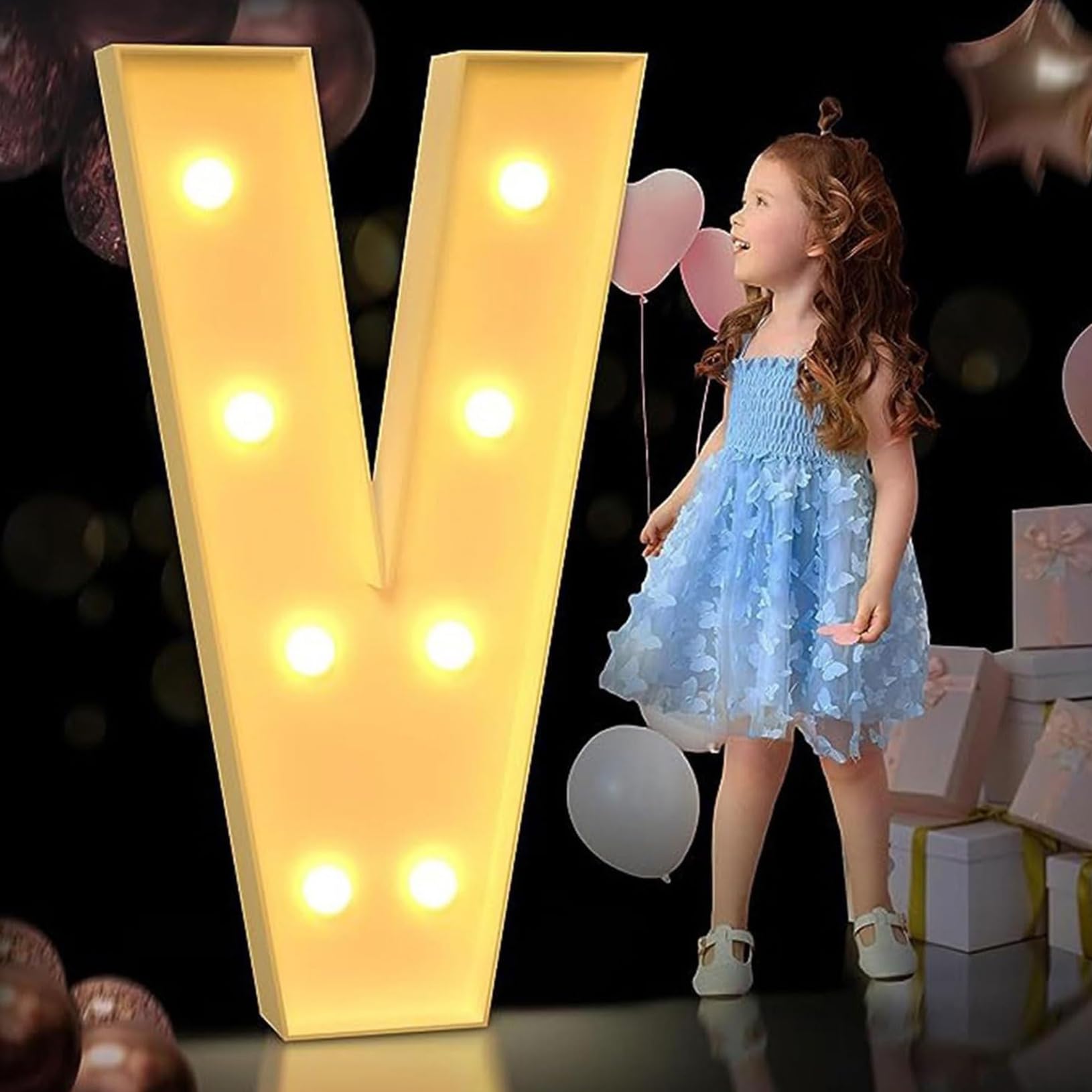 120cm/4FT Light Up Letter V, Marquee Light Up Letters, Mosaic Giant Marquee Letters, Anniversary Party Decorations, Birthday Wedding DIY Decor