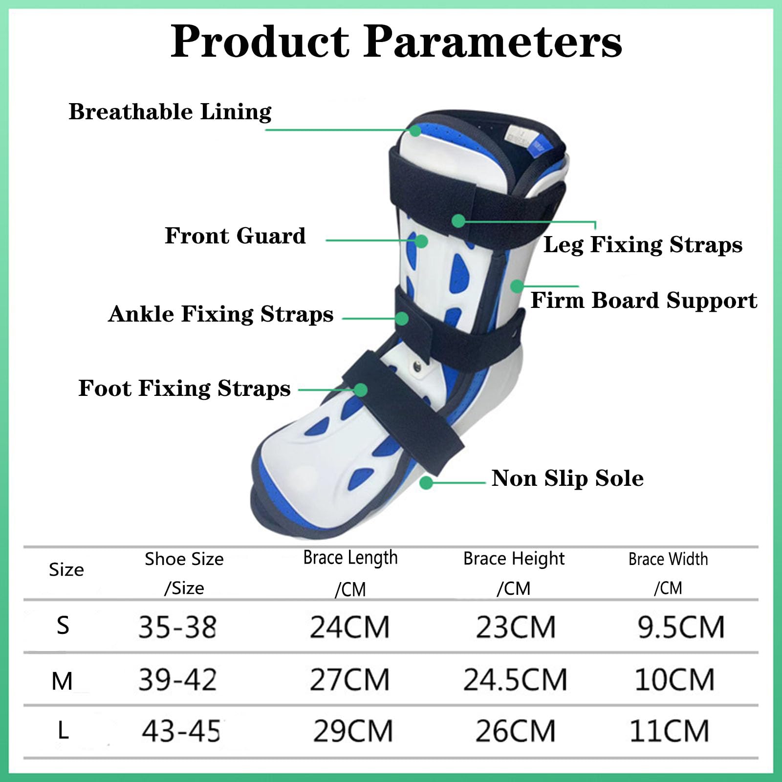 Ortesis para Pie Caído, Fascitis Plantar, Férula Nocturna, Soporte De Tobillo, Férula con Placa De Protección Frontal para Lesiones De Tobillo Y Pie, Esguince, Fractura, Izquierda, L