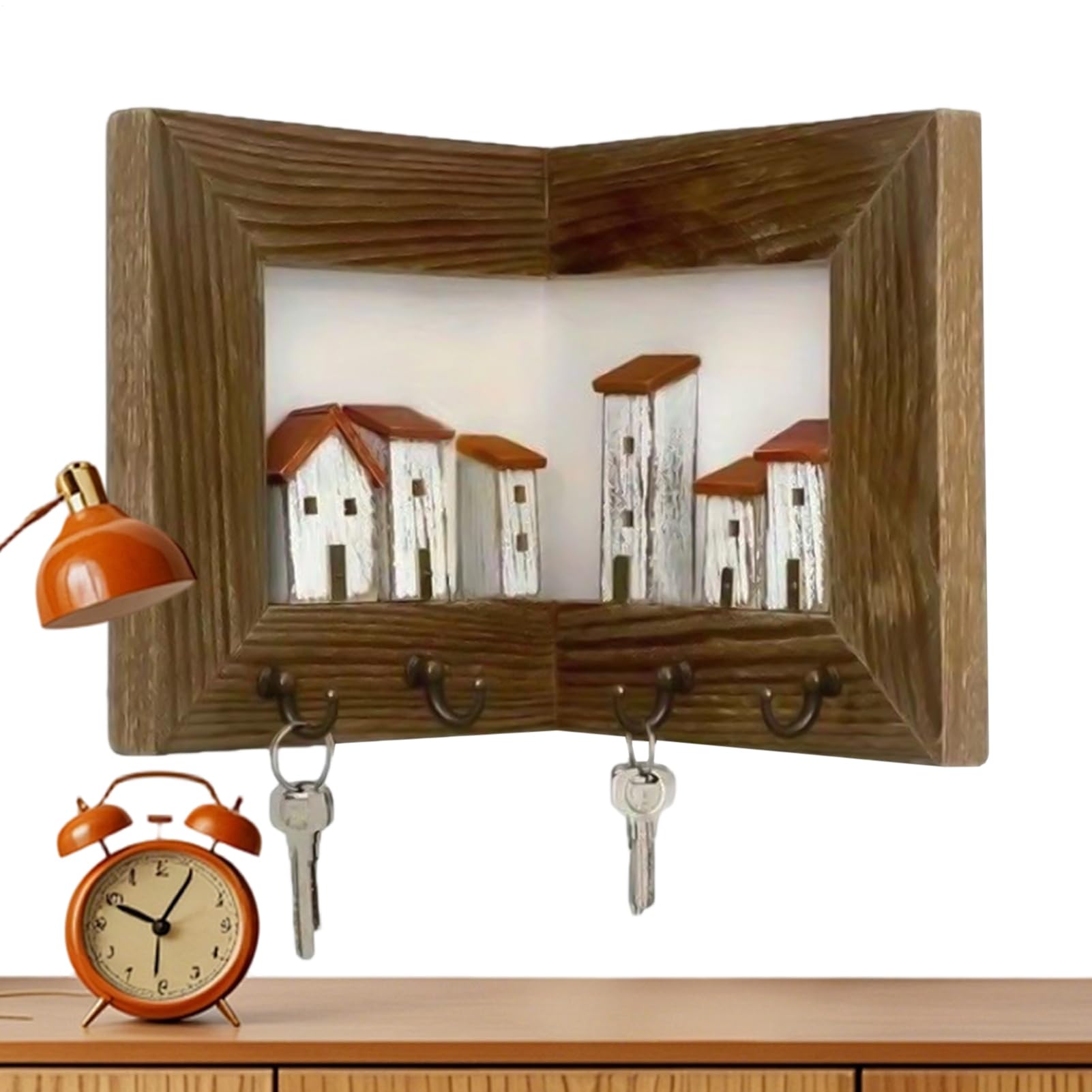 Porte-clés mural en bois avec LED Generico pour entrée rustique et organisation de maison
