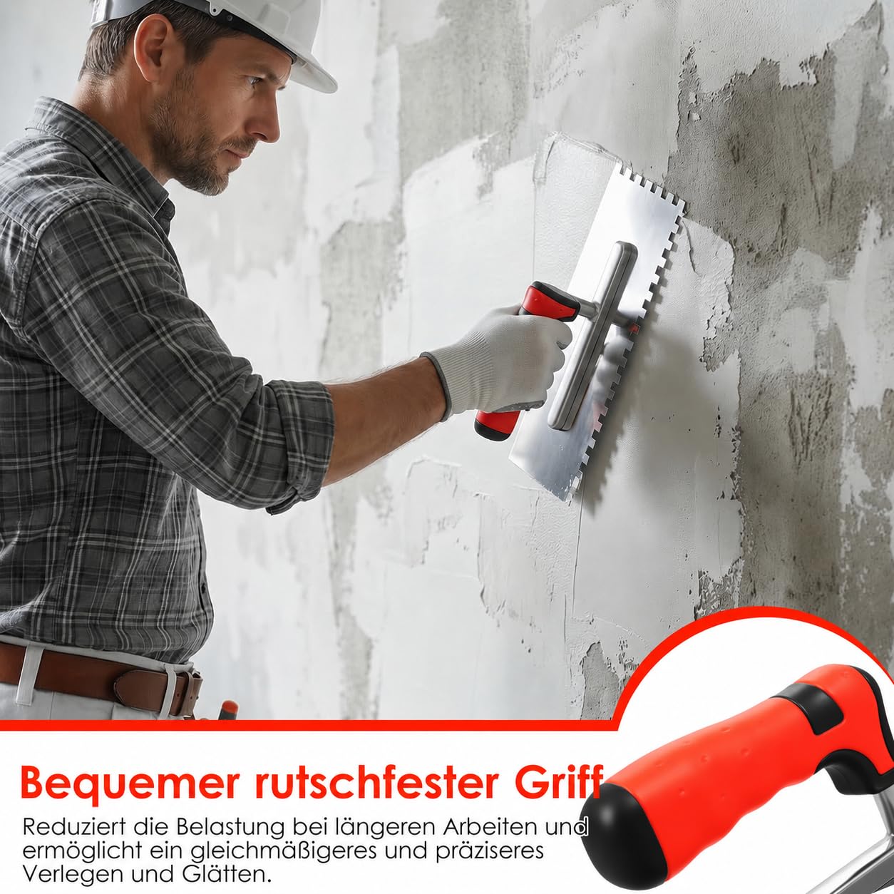 3-teiliges Zahnkellen Set 4x4 8x8 12x12mm Glättekelle Edelstahl Zahnspachtel Fliesenspachtel mit Softgriff, Zahnglättekelle zum Verlegen von Fliesen, Betonnivellierung und Zementreparatur