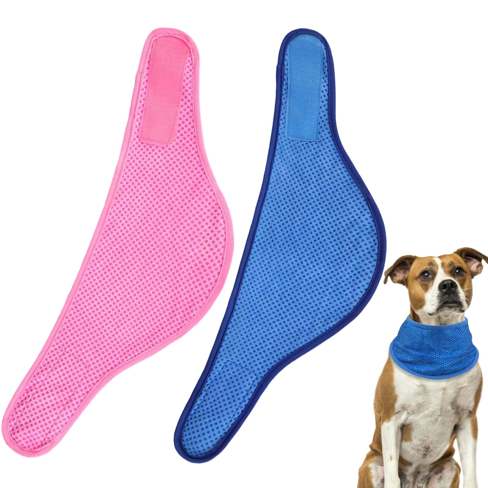 2 Pieces Dog Cooling Bandana, Adjustable Breathable Ice Collar Scarf for Summer Heat, Prevents Overheating Summer Essential for Outdoor Adventures Small Medium Large Breeds (L)