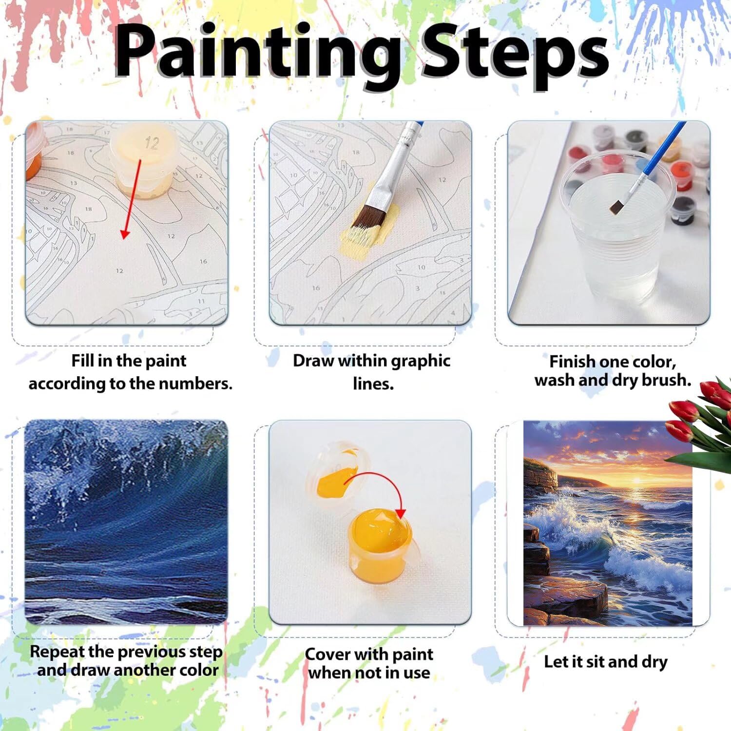 Pintar por Numeros Adultos pintar por numeros niños manualidades niños 10 años, DIY Pintar por Números de Pincel y Pintura acrílica Decoraciones para el Hogar Manualidades, sin Marco 60x80cm C-20