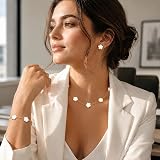 KSF Necklaces Bracelets Earring Jewelry Set – Gleaming 18K gold plated finish