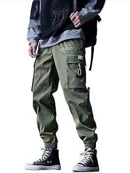 Ambcol Mens Cargo Pants Casual Joggers Techwear Cotton