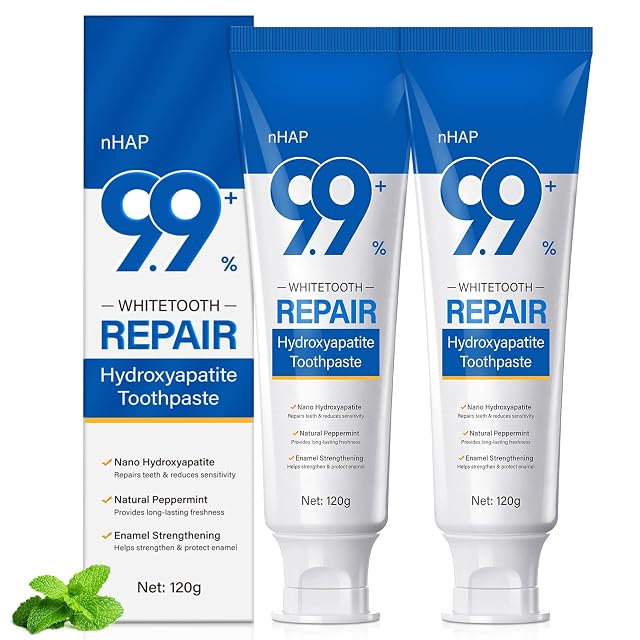 Hydroxyapatite Toothpaste 2PC for Enamel Protection Contains 9 9 Nano-Hydroxyapatite Restores Enamel Reduces Sensitivity Whitens Brightens Teeth Fresh