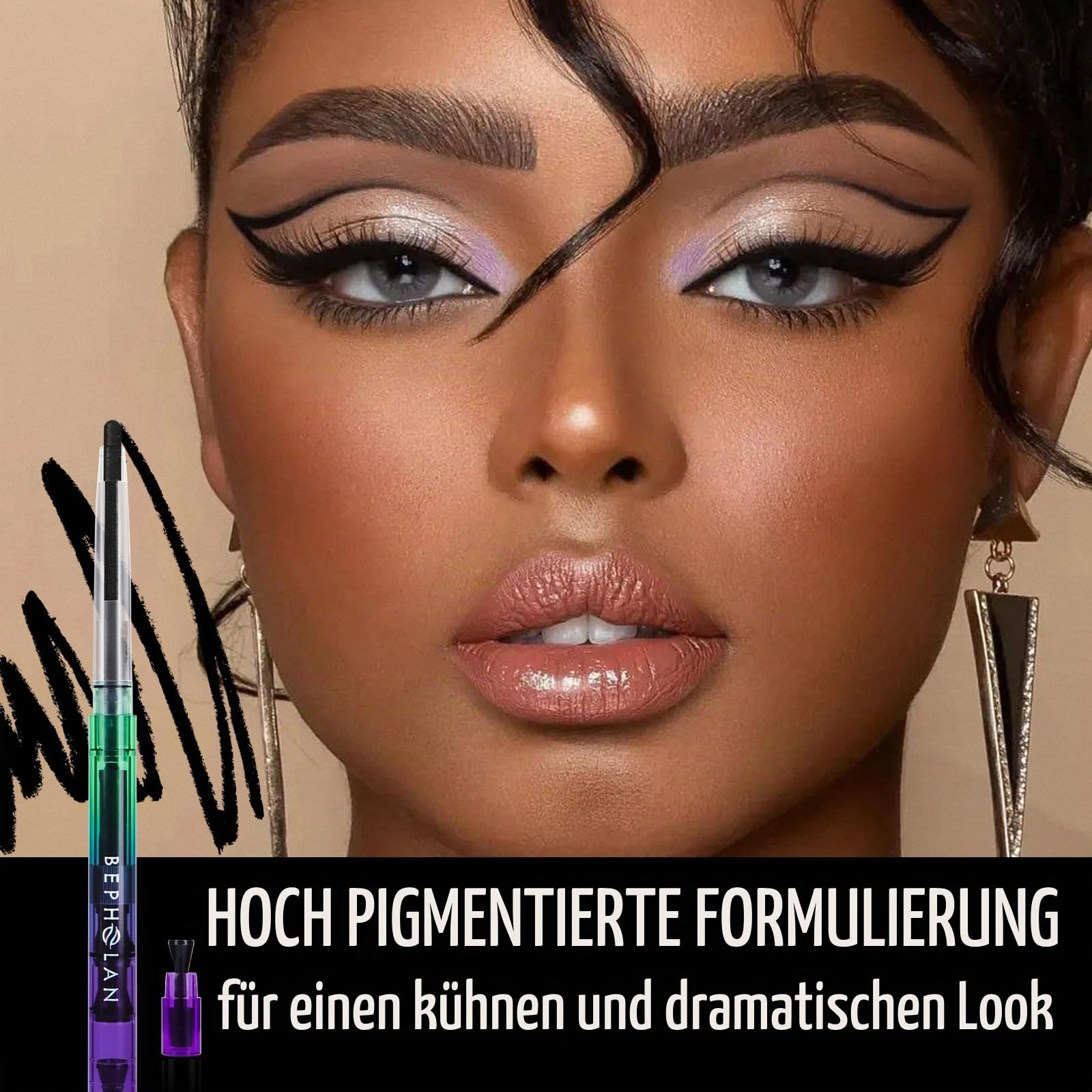 BEPHOLAN Schwarz Wasserfester Gel-Eyeliner-Bleistift für Damen, langlebig, wasserdicht, wischfest