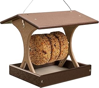 DutchCrafters Plastic Poly Large Bird Feeder with Horizontal Suet Cake Log Cylinder Holder, Seed Block Feeder for Wild Bir...