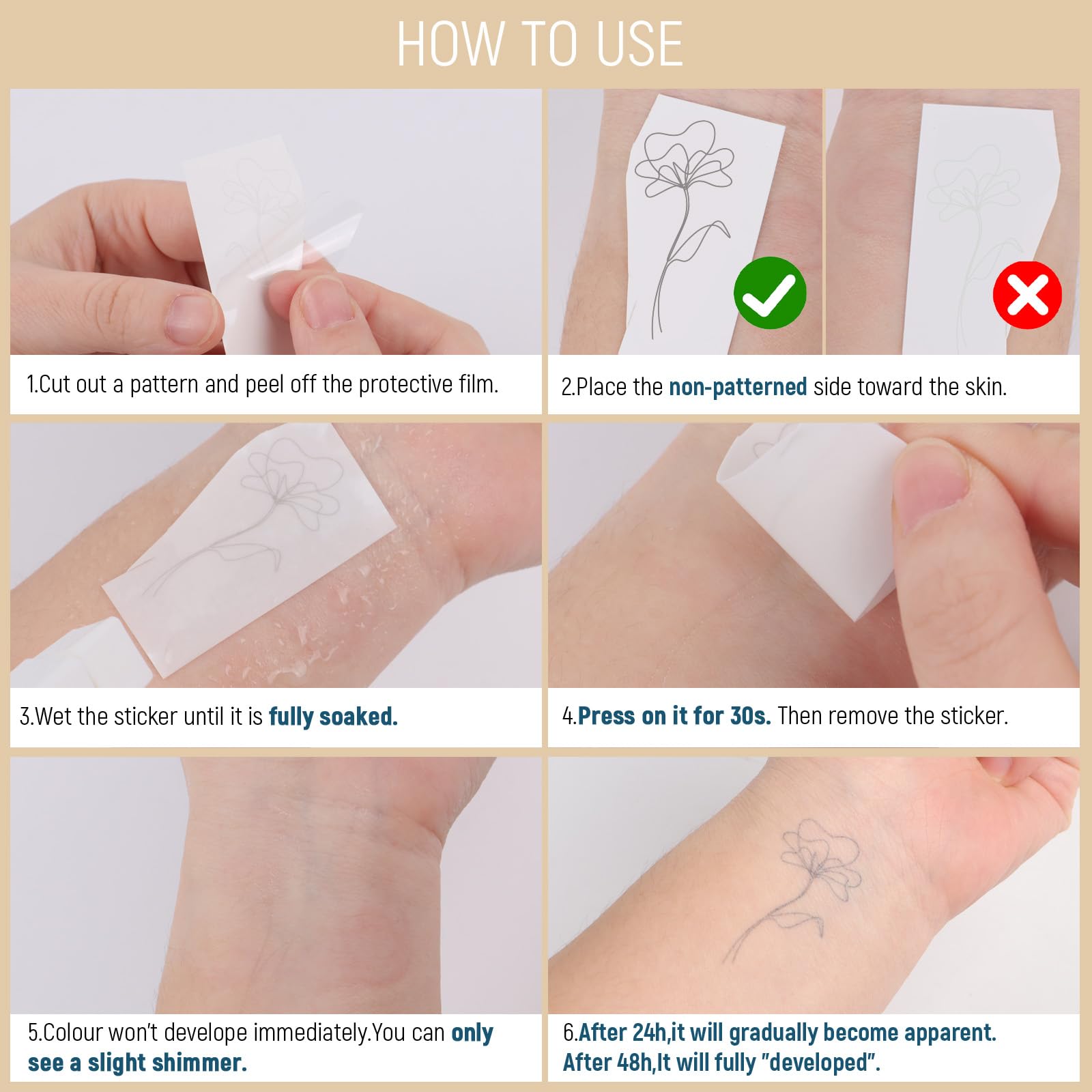 3 Bögen Temporäre Tattoos 2 Wochen Haltbar - Minimalistische Fake Tattoos mit One-Line-Art - Klebetattoos Erwachsene Langanhaltend - Fineline Tattoos zum Aufkleben für Männer & Frauen