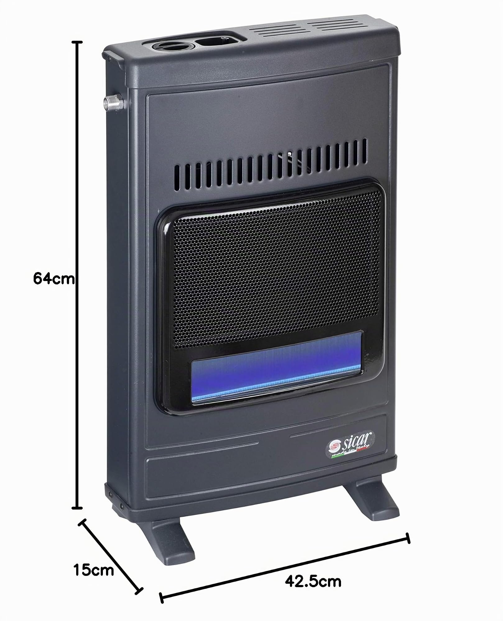 Raumheizung mit Gas Methan blue-flame Struktur in Blech A Epoxidbeschichtung kratzfest.