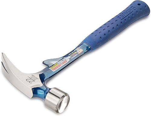 Miniatura 2 de Martillo Estwing Hammertooth - Garra de arranque recta de 22 oz con cara lisa y agarre de reducción de impactos - E6-22T, Azul