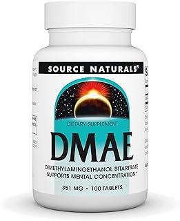 Source Naturals DMAE, Dimethylaminoethanol Bitartrate - Supports Mental Concentration - 100 Tablets