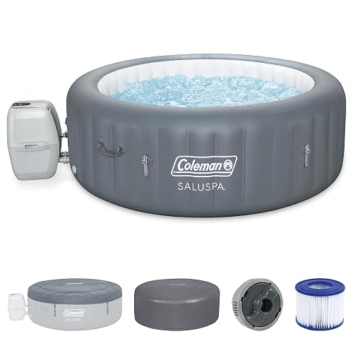 Coleman SaluSpa Energy-Efficient AirJet 4-6 Person Inflatable Hot Tub | Palm Springs Portable Outdoor Spa, EnergySense Insulated Cover, Freeze Shield Technology, 140 Soothing Jets, 77" x 28" - Energy Efficient