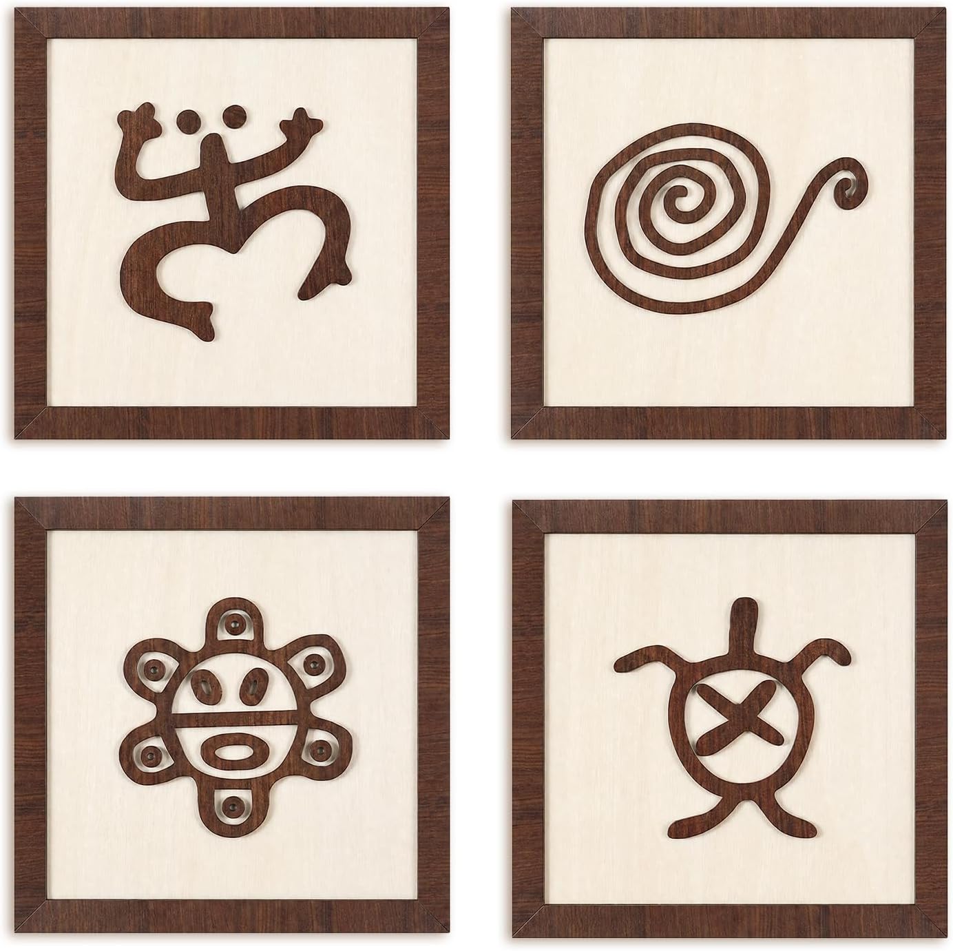Novabright 4 Pack Taino Wood Wall Decor Vintage Puerto Rico Wall Art 7.87"