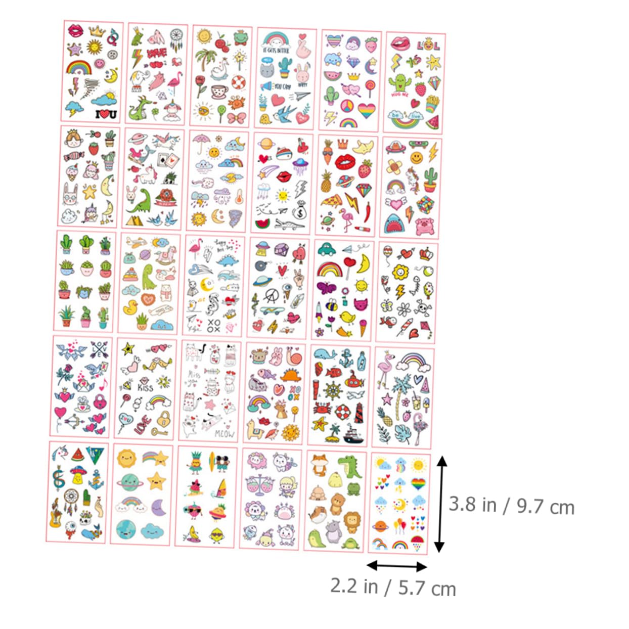 Beavorty 300hojas Pegatinas Temporales De Tatuajes Cartoon Para Niñas Bonitas y Lavables Para Fiestas y Decoración Del Cuerpo