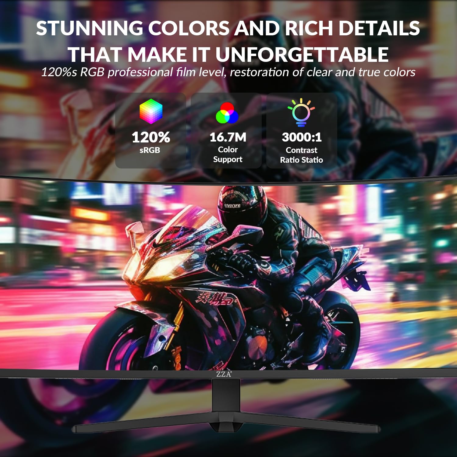 ZZA Monitor da gioco super ultrawide da 49 pollici, display curvo DQHD 5120 x 1440, frequenza di aggiornamento 165Hz, schermo immersivo 1500R, illuminazione RGB, supporto regolabile in altezza, HDMI