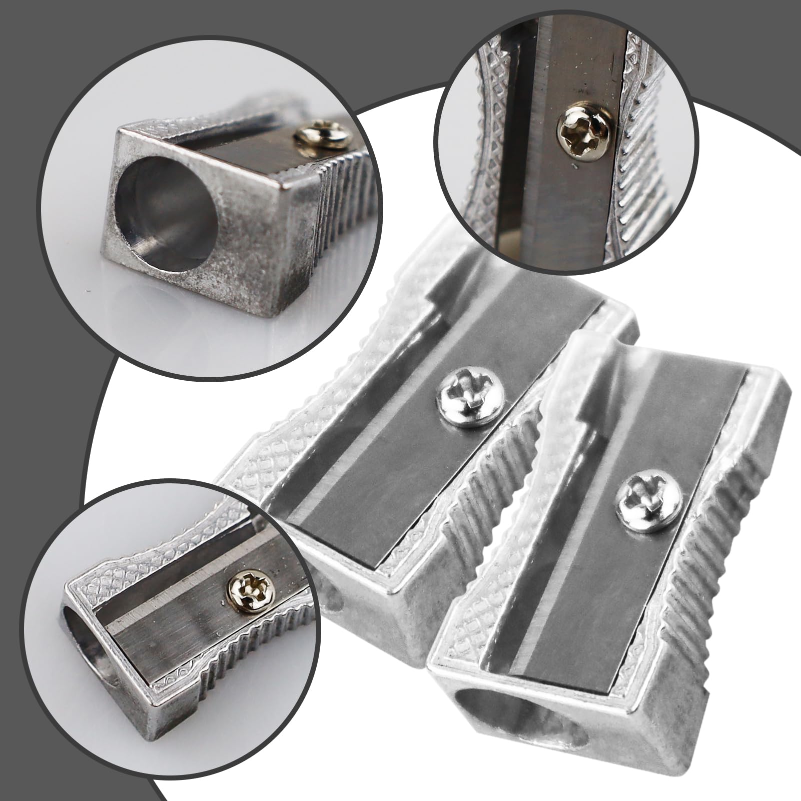 Sacapuntas de lápiz mini de metal con un solo agujero de aleación de aluminio sacapuntas de mano de metal para la mayoría de tamaños de lápices para adultos y niños (8 piezas)