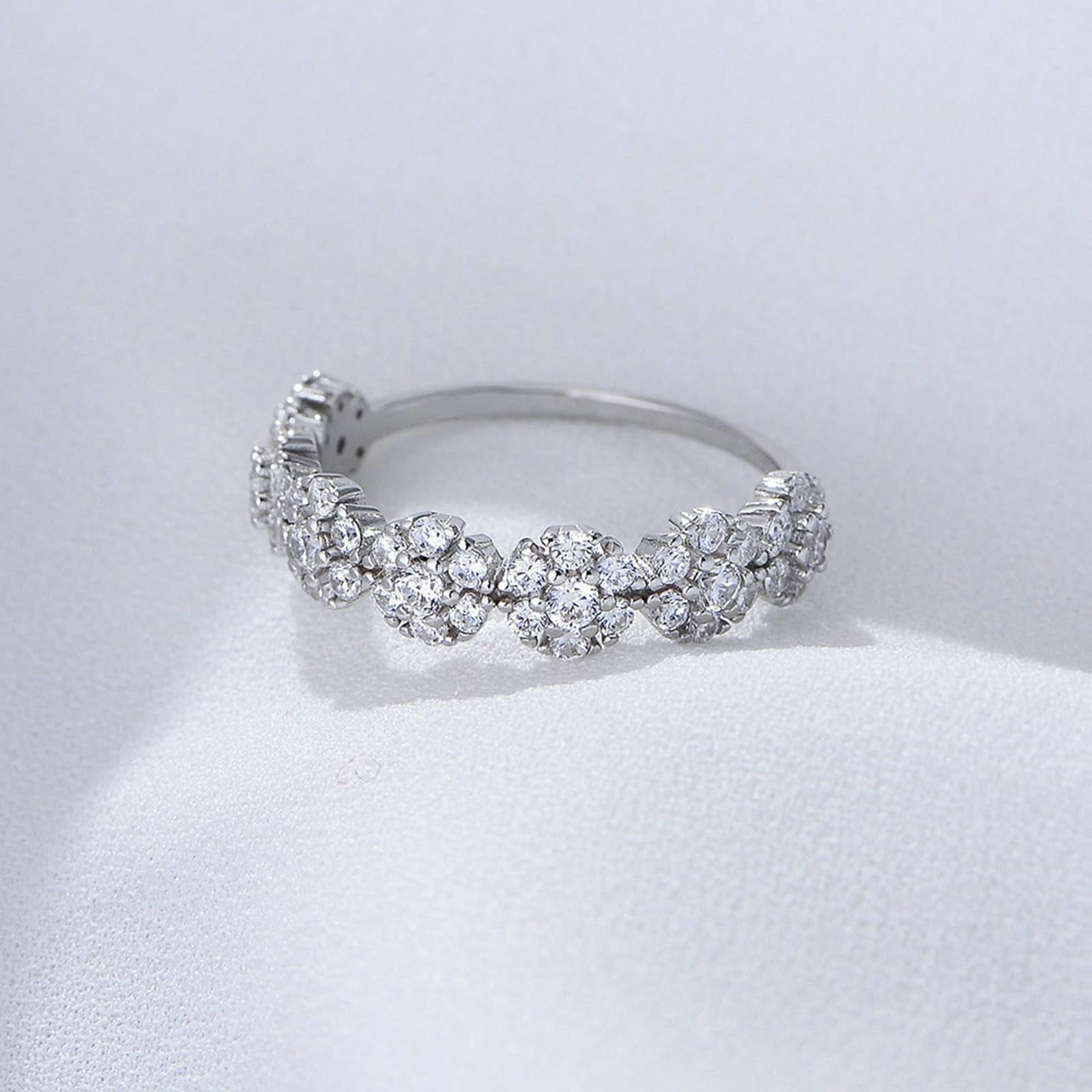 KnSam Anillos de boda Au750 de oro blanco, con diseño de flores de laboratorio, para parejas de oro 750, talla 62 (19,7)