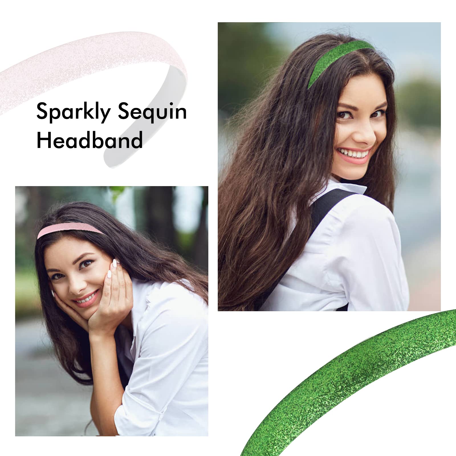 Dizila 20 Pack Colorful Sparkly Glitter Headbands Sequin Plastic with Teeth Hair Bands Hoops Crowns Headpieces Accessories for Women Girls - Image 4