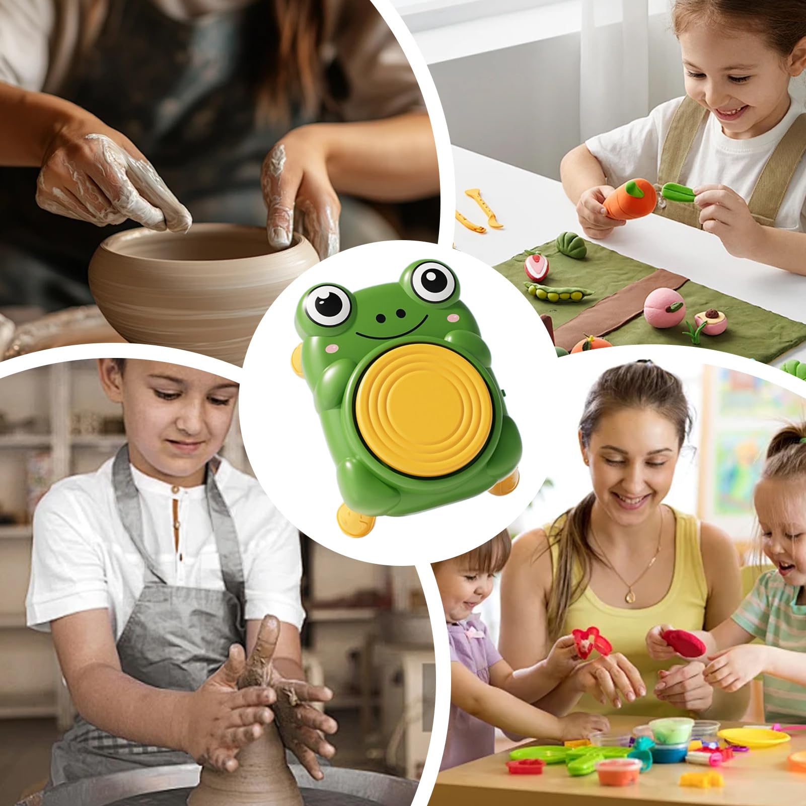Kinder Töpferscheibe Set Handgefertigt Lehrreich Interaktiv Sicher | Kleines Töpferset Für Mädchen Anfänger Kunstunterricht Schule Zuhause Homeschooling Familienzeit Partyaktivitäten