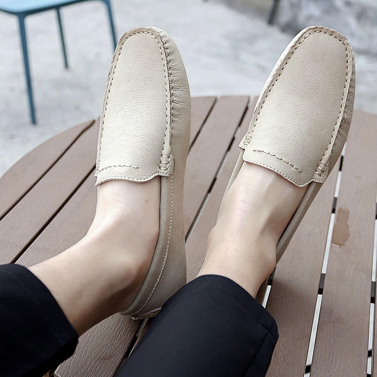 Mocassins pour Hommes en Cuir de Haute Qualité Chaussures à Enfiler Chaussures de Chauffeur Chaussures Plates décontractées 38-49 EU