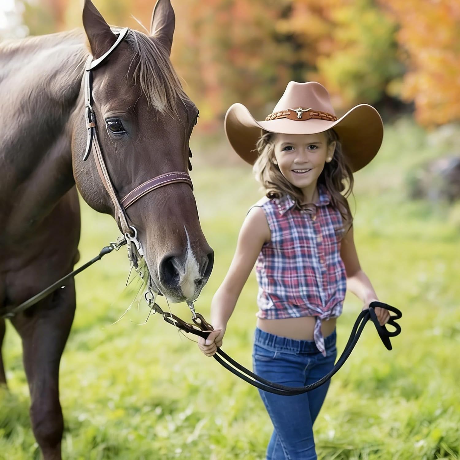 Jastore Western Cowboy Hat for Kids Cowgirl Hat for Boys Girls Cowboy Hat Cowgirl with Buckle Belt