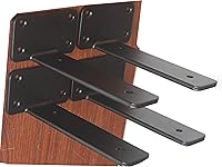 Vista 64 de Paquete de 16 - Soporte de estante en L oculto negro de 6 pulgadas (1/5 pulgada de grosor) Soportes de estante flotante de hierro Soportes de metal
