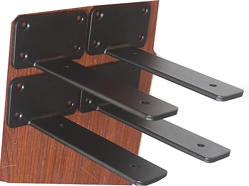 Miniatura 65 de Paquete de 4 soportes de estante en L ocultos blancos de 5 pulgadas (1/5 pulgadas de grosor), soporte de estante de metal, soporte de estante