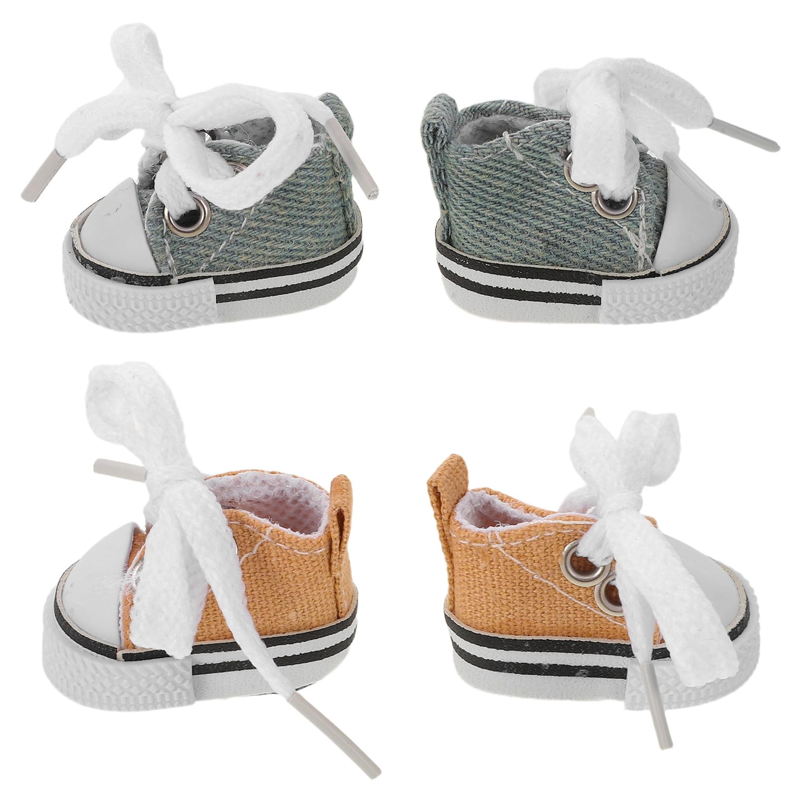 Milisten 2 Paires de Mini-Baskets en Toile pour Poupées, Chaussures Miniatures pour Poupées, Chaussures à Lacets Style Bjd, Longueur 4 Cm, Accessoire de Costume Et de Maison de Poupée