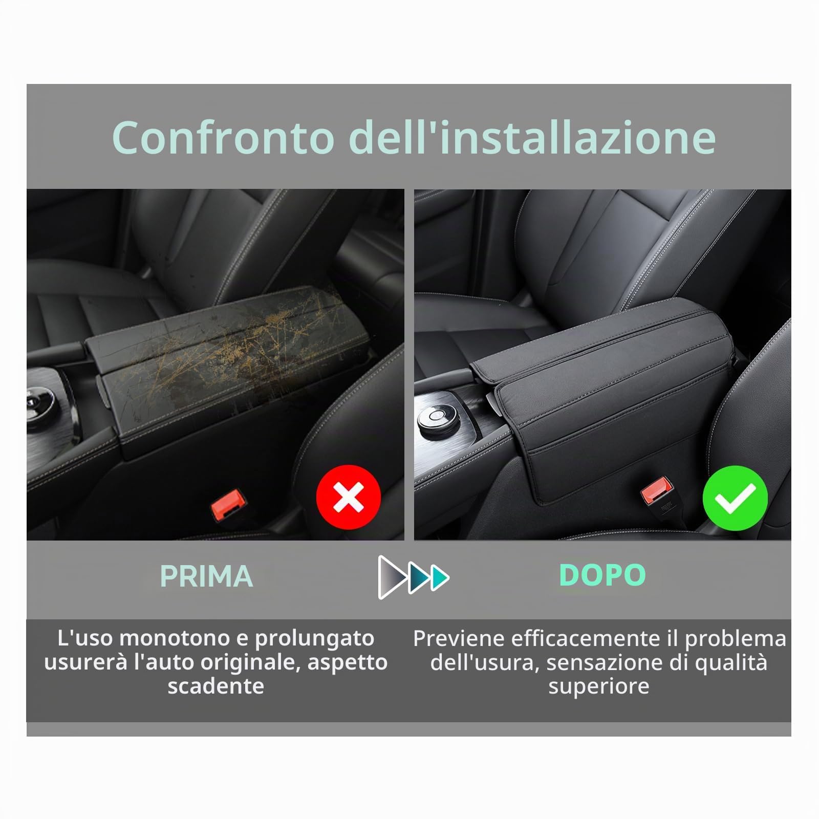 GAFAT Peugeot 3008 5008 508 2016-2024/C5 Aircross DS7 Crossback 2018-2025 Copertura per Bracciolo Console Centrale, Protezione per Braccioli in pelle PU (Nero)