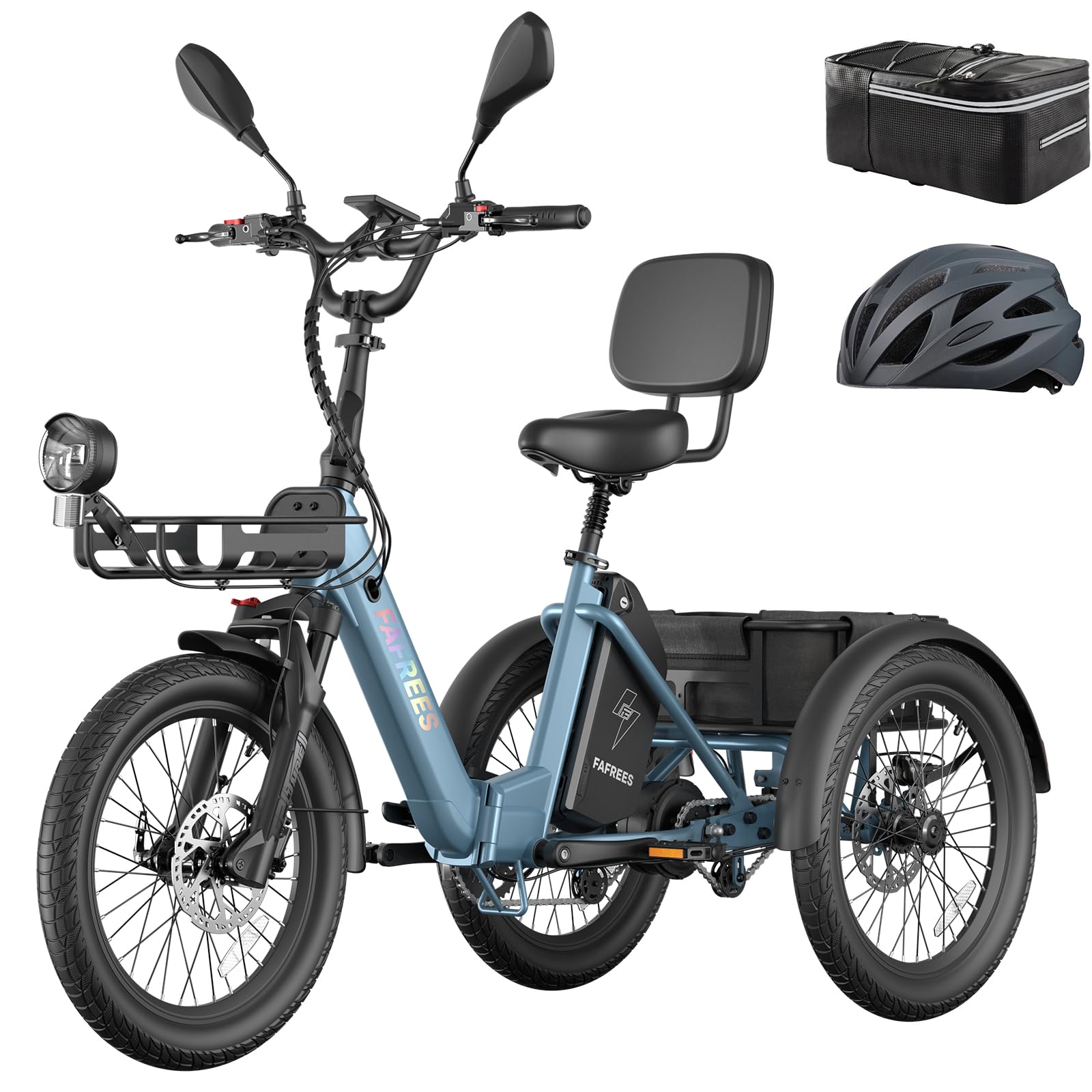 Fafrees Triciclo Elettrico per Adulti e Anziani Rimovibile Batteria 48V 21Ah E-Bike a 3 Ruote Pieghevole, Sensore di Coppia, Carico 180kg, Specchietti, Freni Idraulici e Frecce