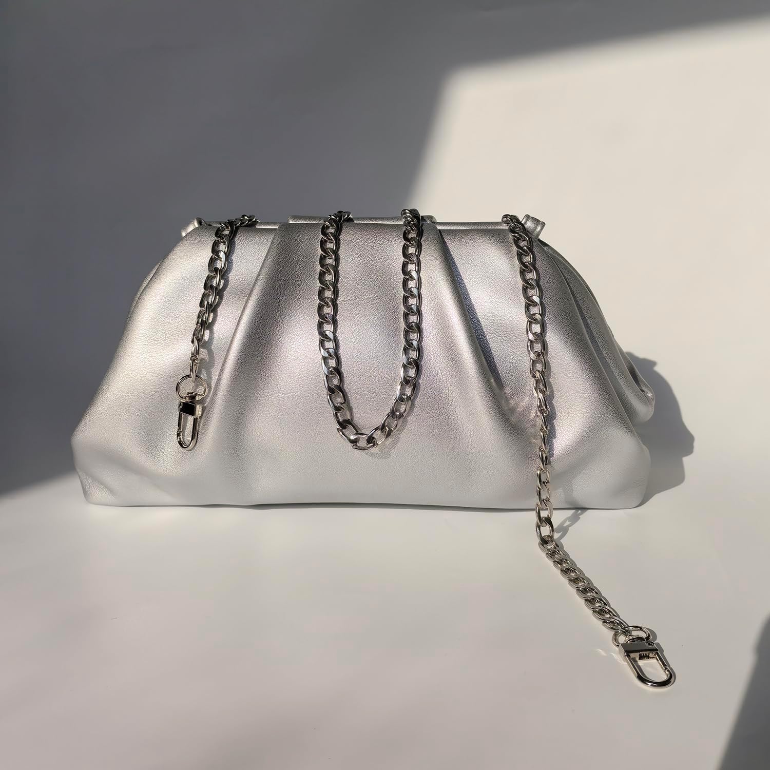 Huralona Dressy Pleated Vegan Leather Clutch Purse Bag for Women Super Chic Soft PU Evening Purse Handbag