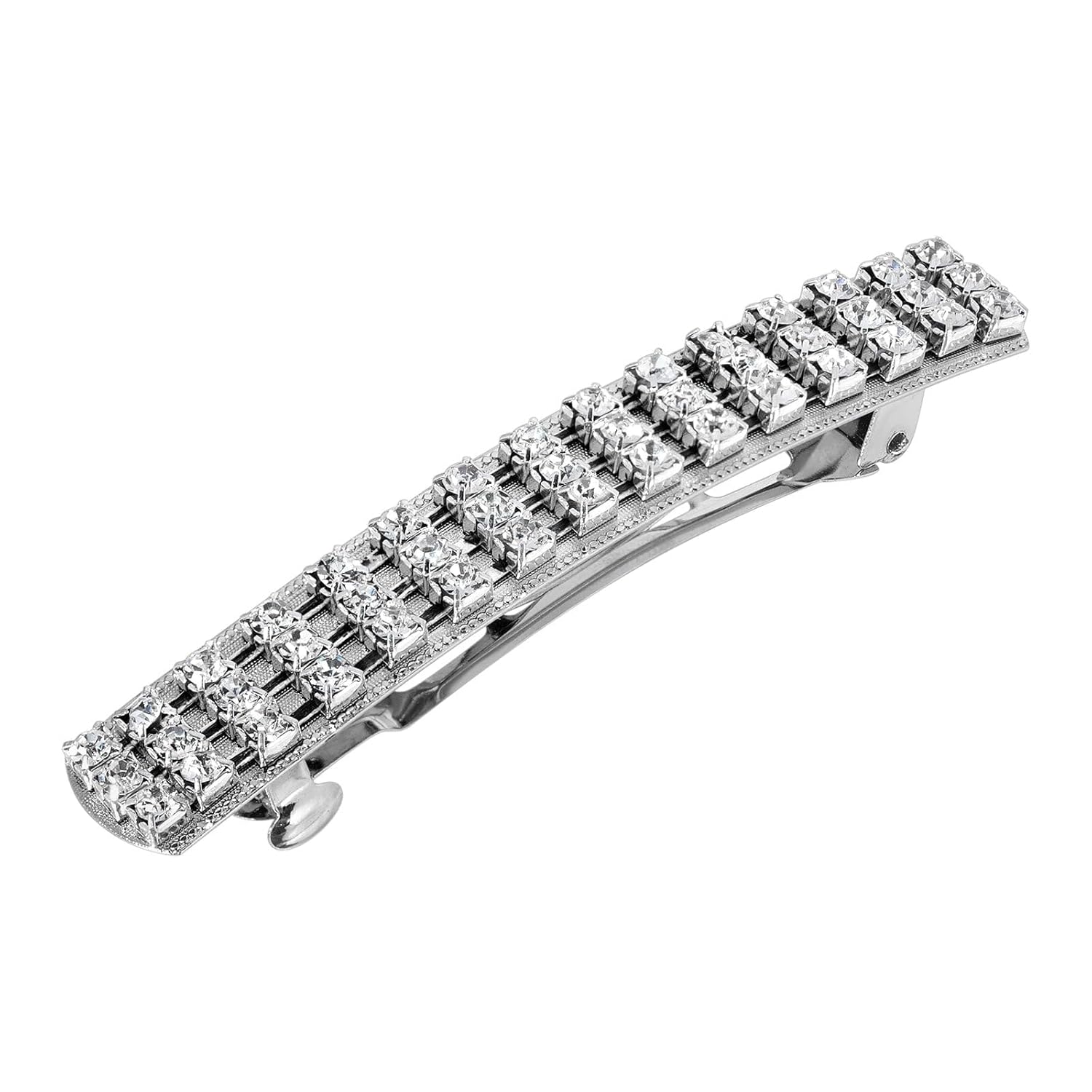 1928 Jewelry Small Multi Clear Crystal 3.48 Inch Hair Barrette Clip For Women, (1 Pcs)