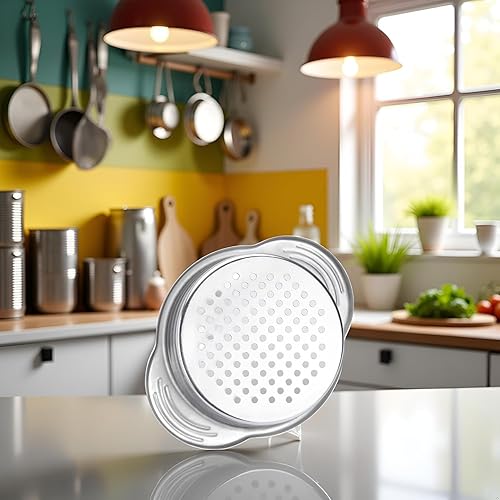 Miniatura 3 de Colador de latas de alimentos de acero inoxidable, filtro de prensa de atún metálico, tapa de conserva, escurridor de aceite, herramientas de cocina