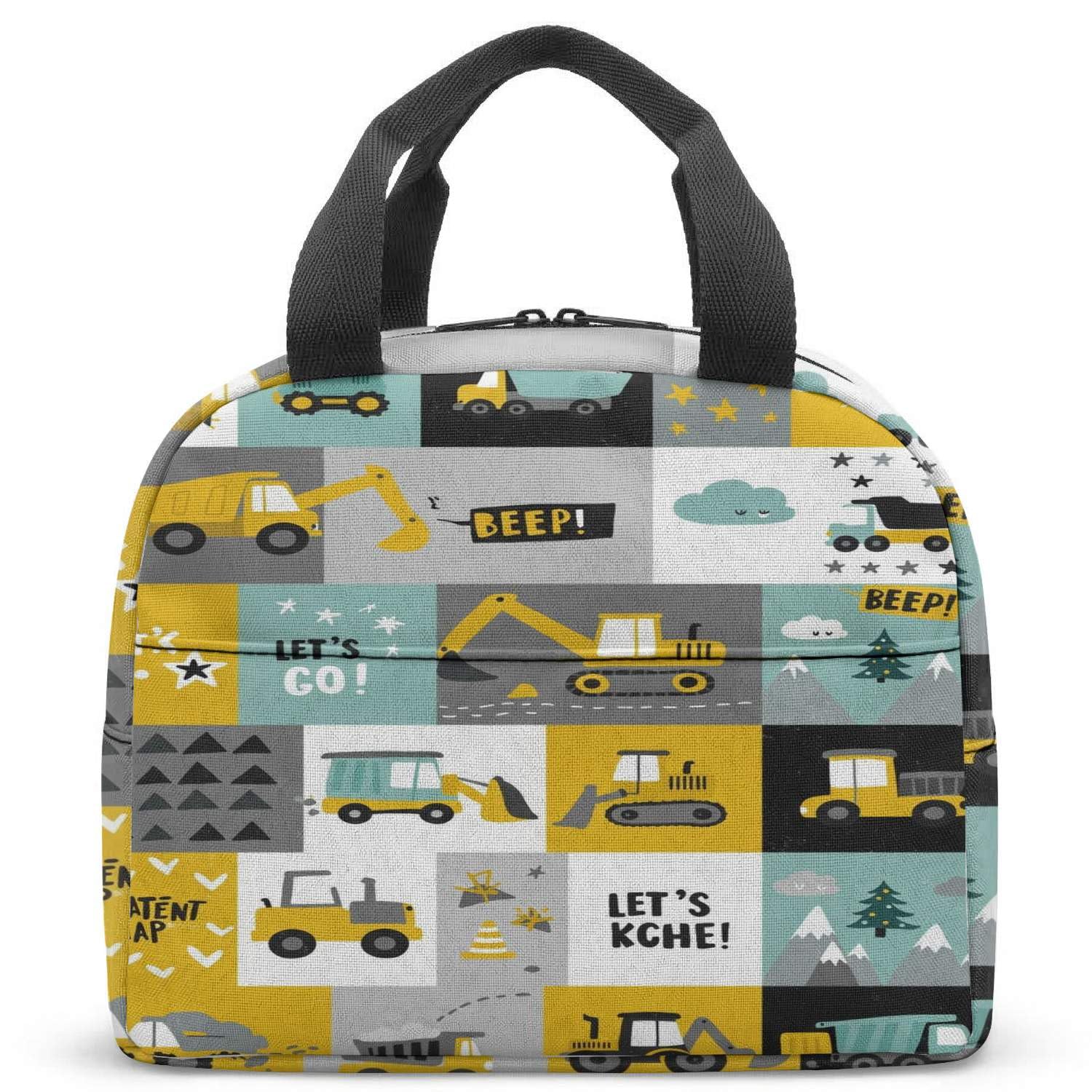 Sac à déjeuner isotherme enfants sac repas thermique chantier pelleteuse 23x13x21 cm