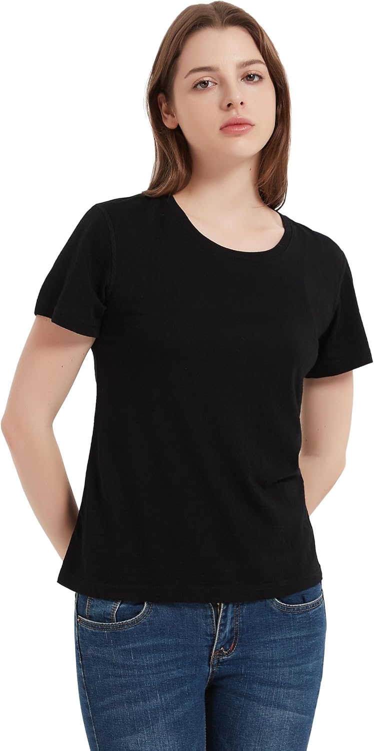 100% Merino Wool T Shirts Women, Short Sleeve Crew Neck Tee Lightweight Undershirt, No-Odor Base Layer for Hiking - Image 2