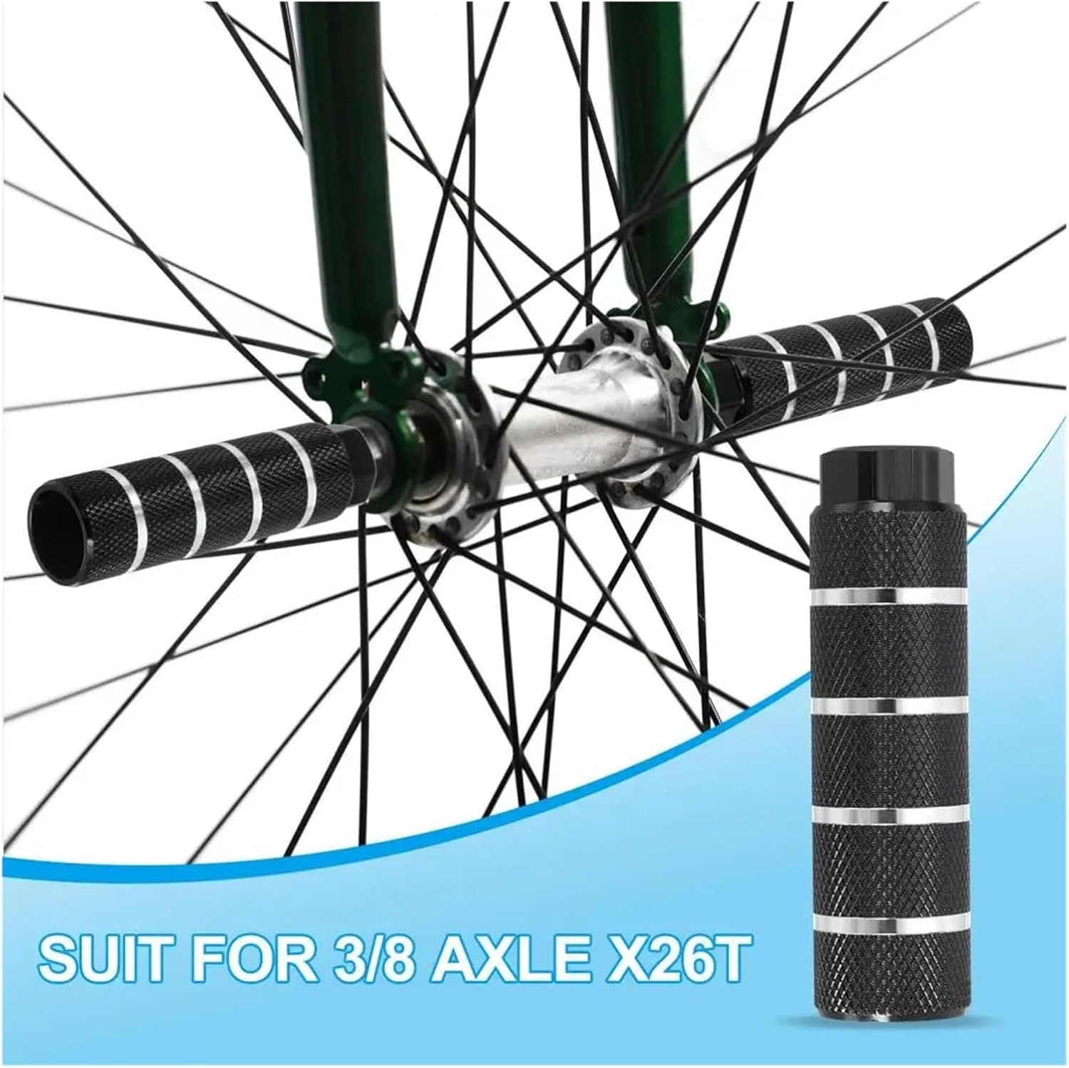 Bike Pegs Bike Pegs Aluminum Alloy BMX Anti Skid Lead Foot Fit 3/8'' Axle Footrest-Lever Cycling Bicycle Accessories(2PC Black)