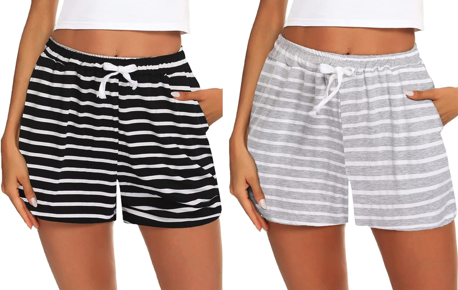 Prosoft&Hawiton Womens Cotton Pajama Shorts Comfy Sleeping Shorts Sleepwear Lounge Pj Bottoms with Drawstring & Pockets