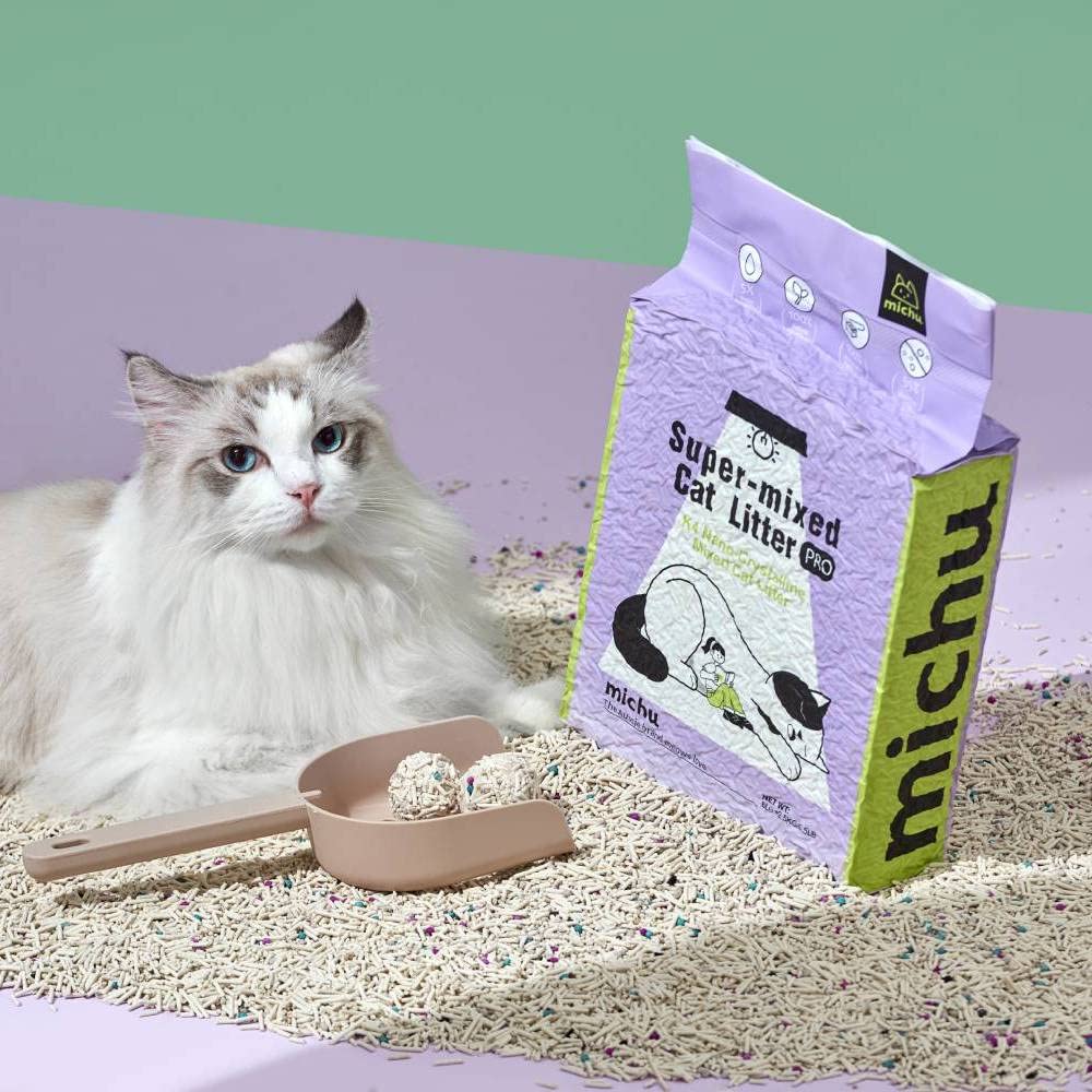 Michu Arena mixta de tofu para gatos, arena para gatitos desechable resistente, 5 libras/88 onzas (paquete de 2, original)