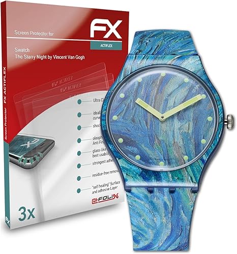 Protector de pantalla compatible con Swatch The Starry Night de Vincent Van Gogh, película protectora de pantalla FX ultra transparente y flexible