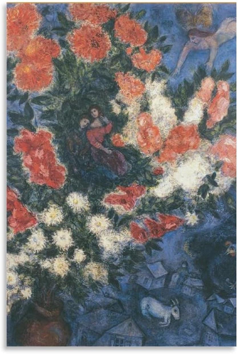 Matvsd Kohecs Marc Chagall The Lovers Canvas Print Wall Art for Living Room, Bedroom, 40x60cm, Unframed